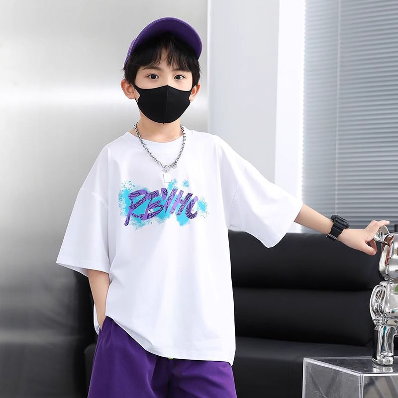 Cotton Short-sleeved Pants Medium Big Summer Children's Suit