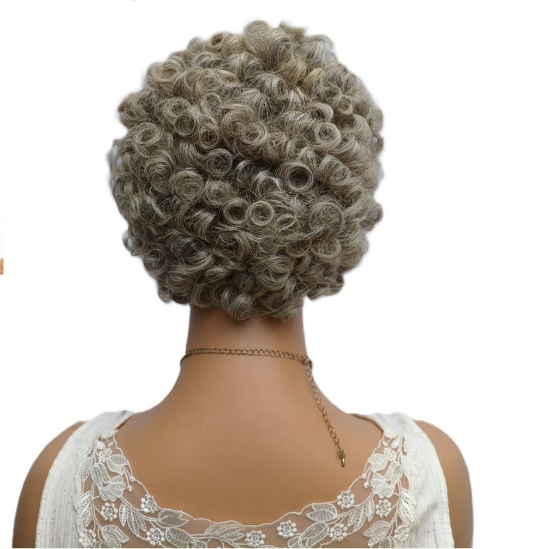 Short No Lace Light Gray Granny Grey Real Hair Wig