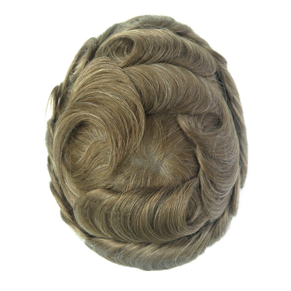Men's Leather Hand Crochet V Needle Hairpiece Men's Wig