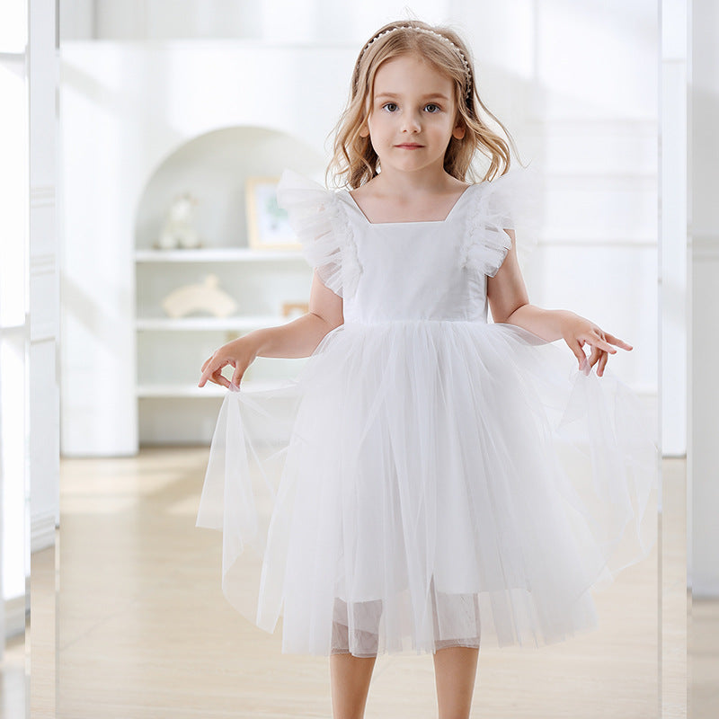 Children's Flying Sleeves Princess Flower Costume Shirt Tulle Children's Dress