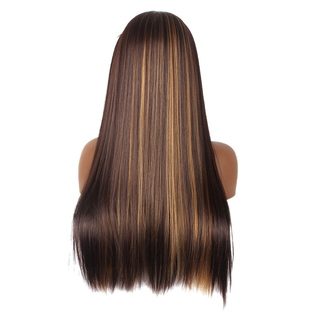 Silk Hair Band Head Cover Black Chemical Long Straight Wig