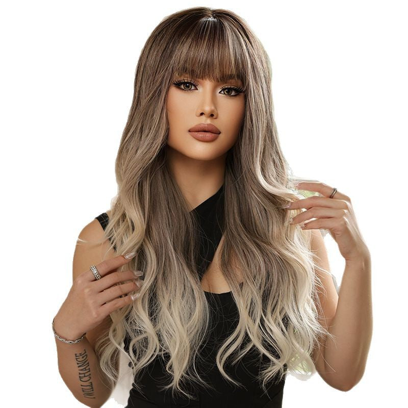 Women's Gradient Gray Fashion Curly Hair Natural Fluffy Wig Long Curls