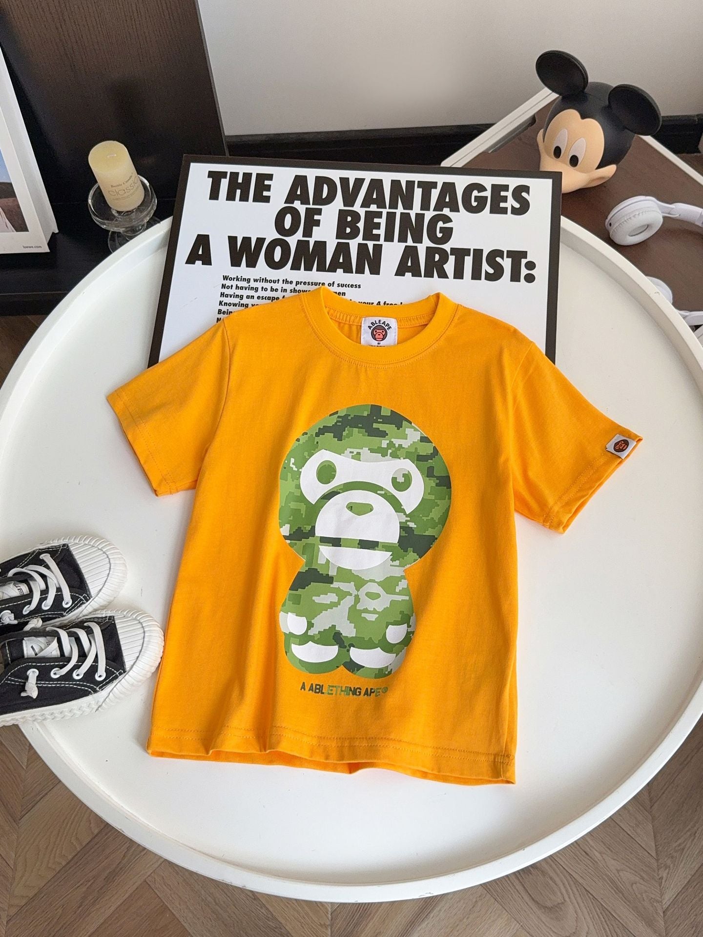 Children's Cotton Short-sleeved Fashion Loose Round Neck Print Korean Style Fashionable Children's T-shirt