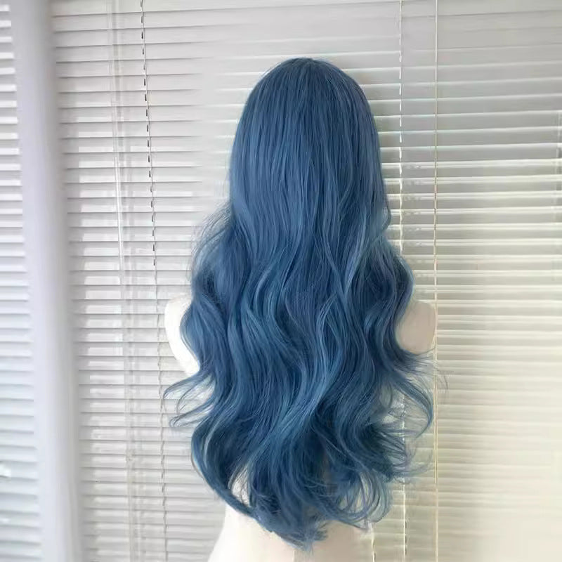 Cloudy Blue Cold Atmosphere Feeling Small Wig Long Curls