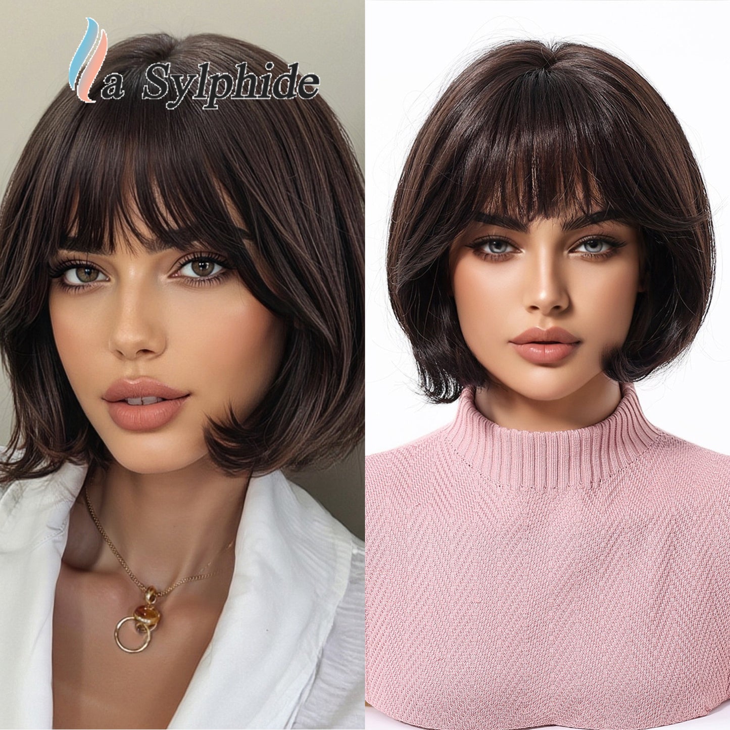 Full Head Cap Imitation Human Natural Top Wig Short Straight Hair