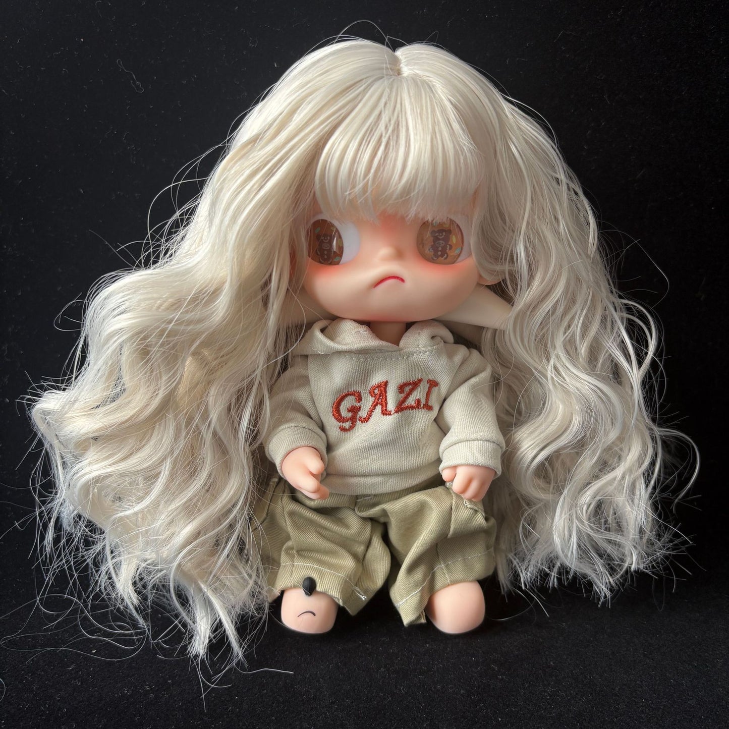 Gray White Bangs Long Curly Hair Gingerbread Man Sister Ga Cos Wig