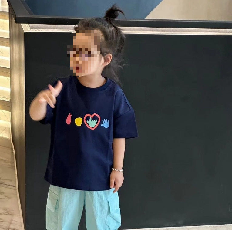 Children's Boys Korean Style Short Sleeve Loose Versatile Children's T-shirt