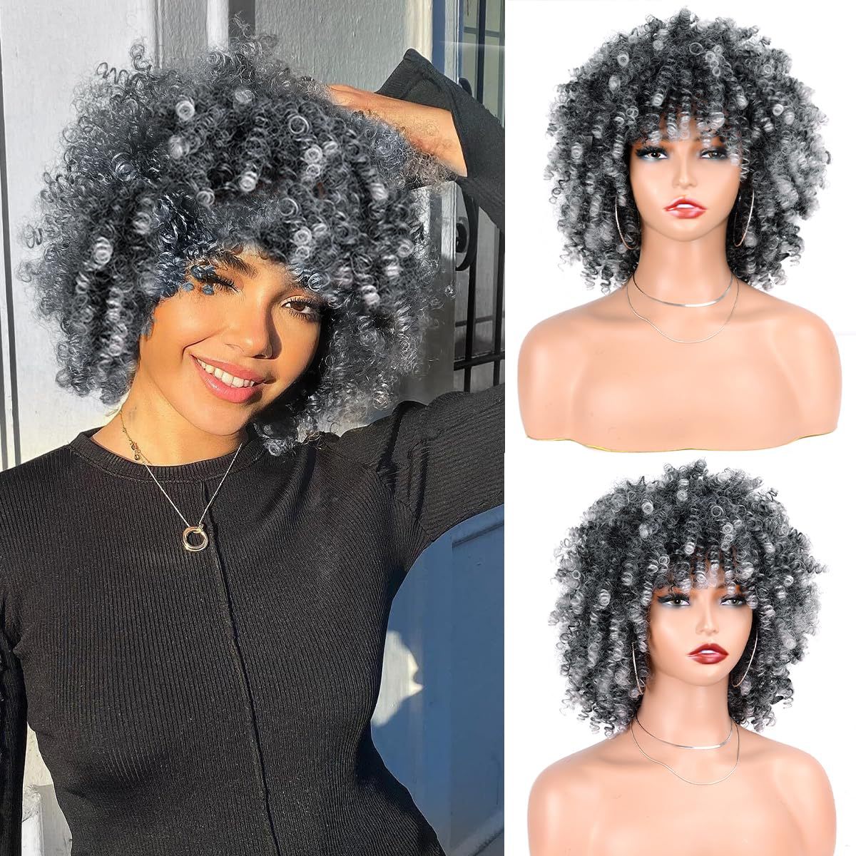 Afro Headgear African Fluffy Small Roll Wig Short Curly Hair