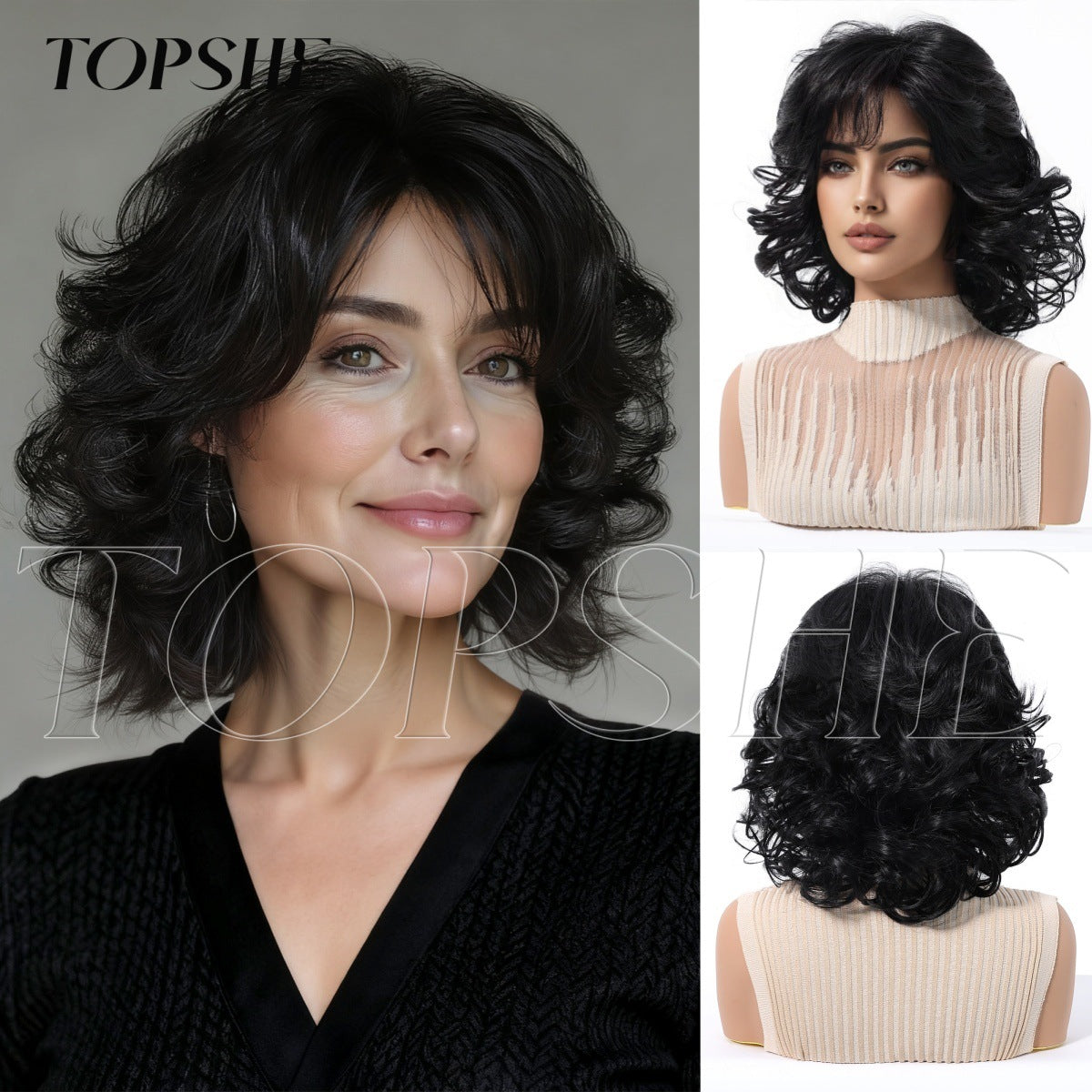 Lady Mom Sier White Fluffy Lifelike Wig Short Curly Hair