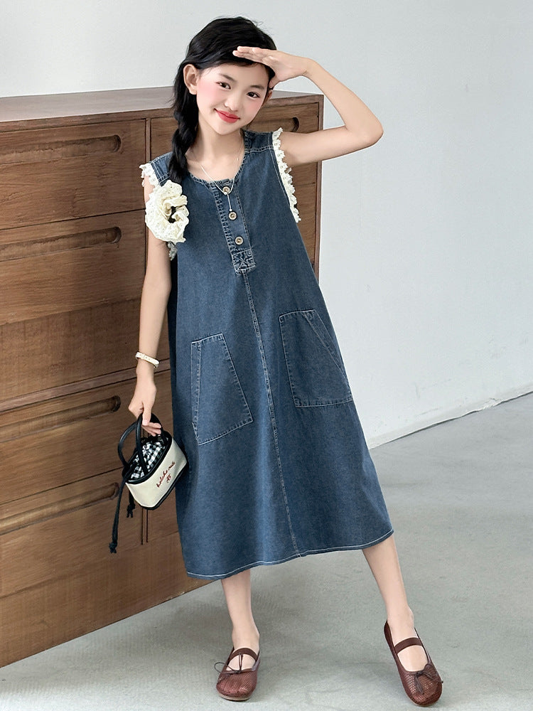 Children's Vest Middle Big Korean Style Sleeveless Children's Dress