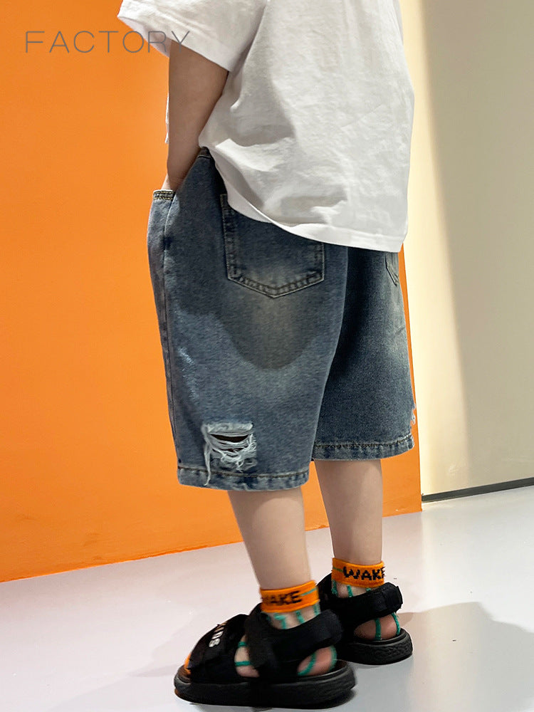 Children's Shorts Summer Boys Trendy Cool Ripped Baggy Thin Children's Pants