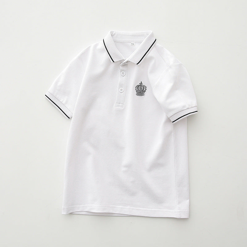 Children's Summer Korean Style Short-sleeved Medium Big Cotton Shirt Polo Children's T-shirt