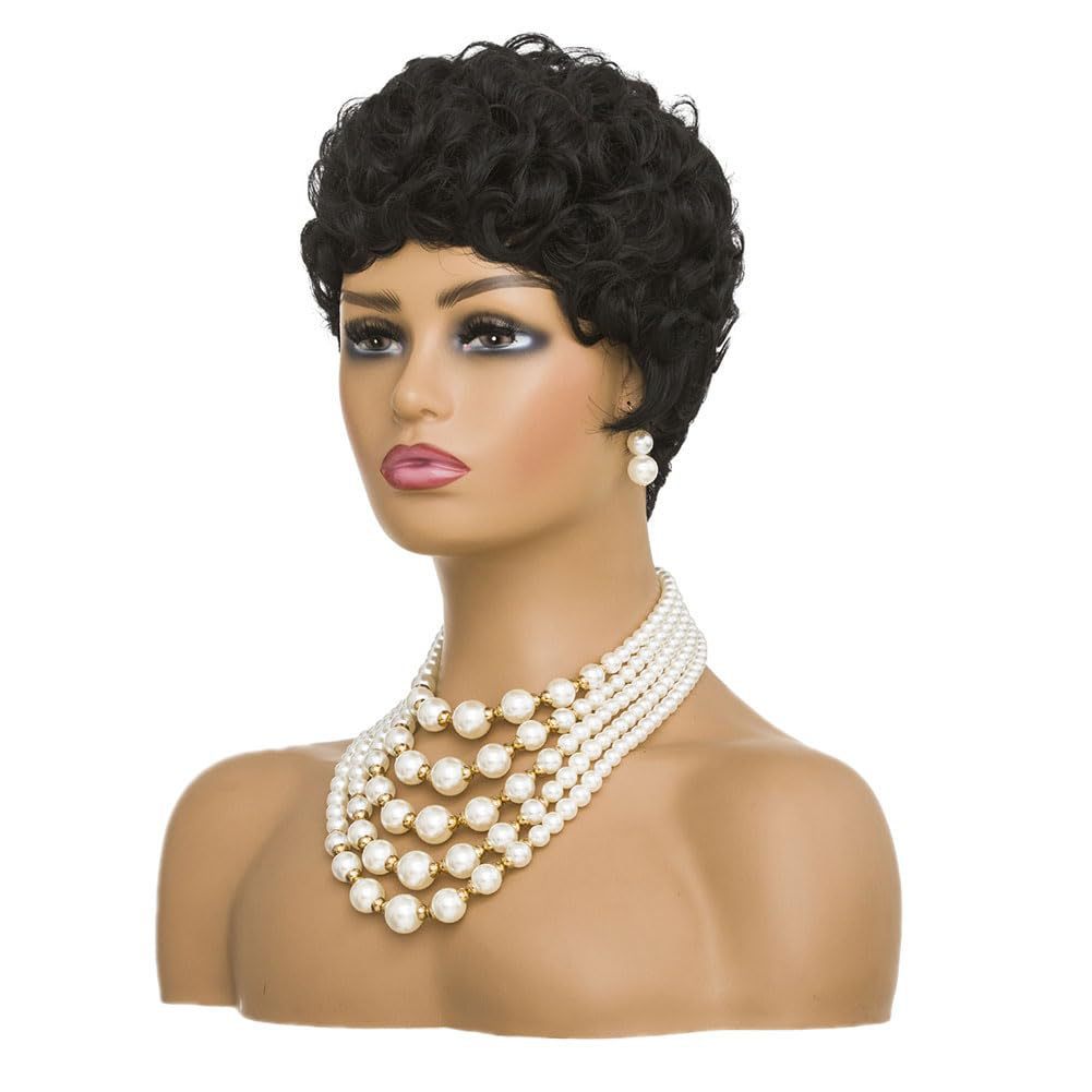 Women's Curly Set Short Hair Head Small Wig Long Curls