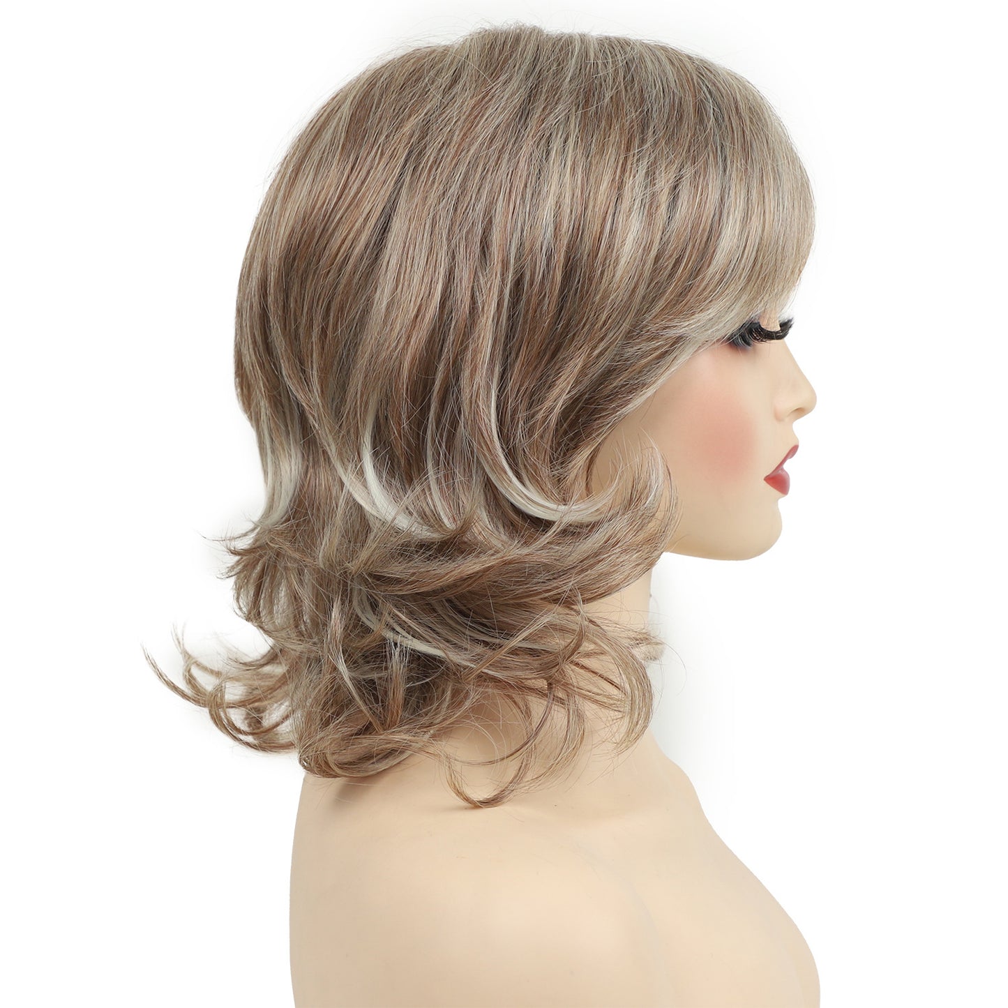 Female Fashion Fluffy Brown Chemical Fiber Wig Short Curly Hair