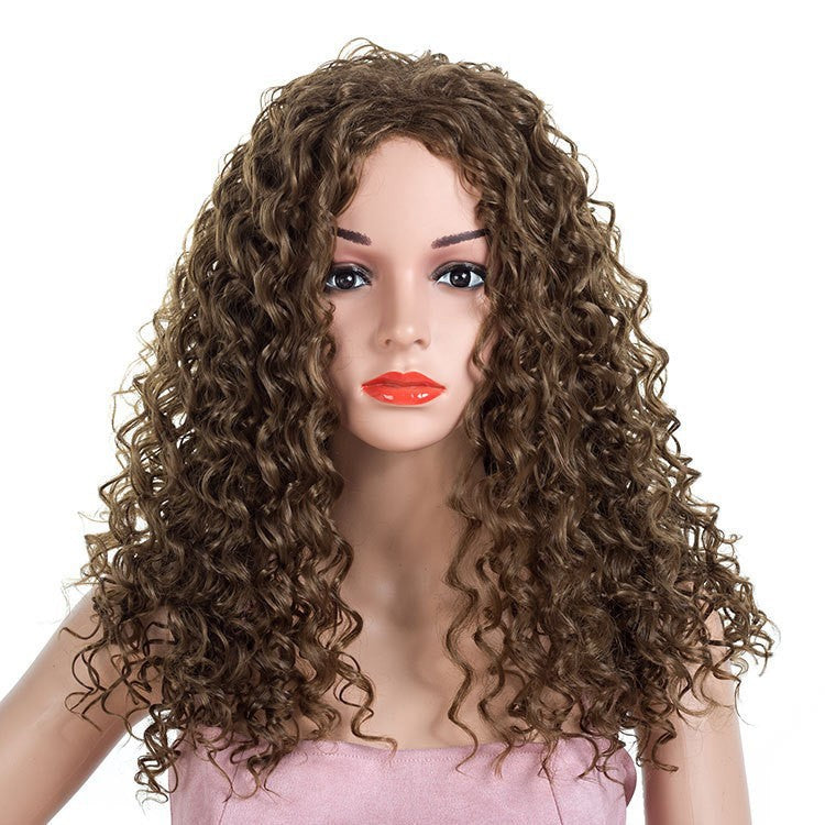 Fashion Head Cover African Medium Small Curly Hair Wig Long Curls