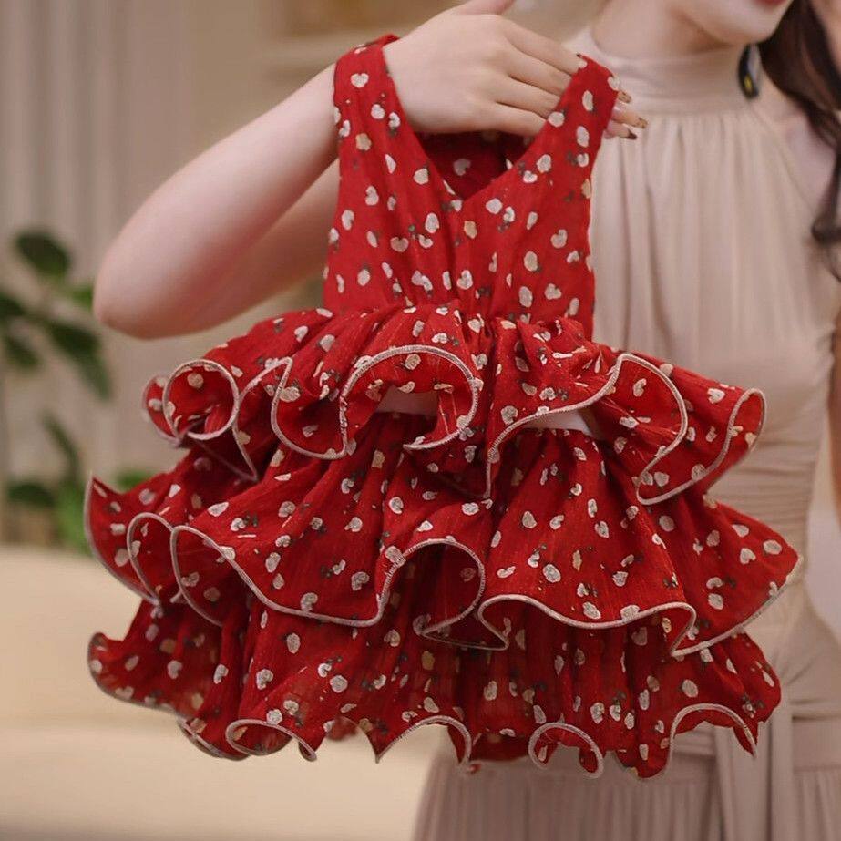 Summer Pettiskirt Fashion Strap Dress Princess Floral Children's Suit