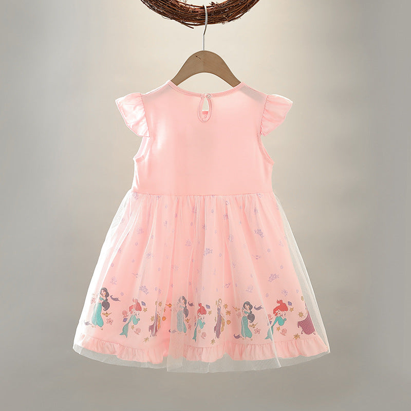Women's & Children's Summer White Princess Short-sleeved Cotton Alice Children's Dress