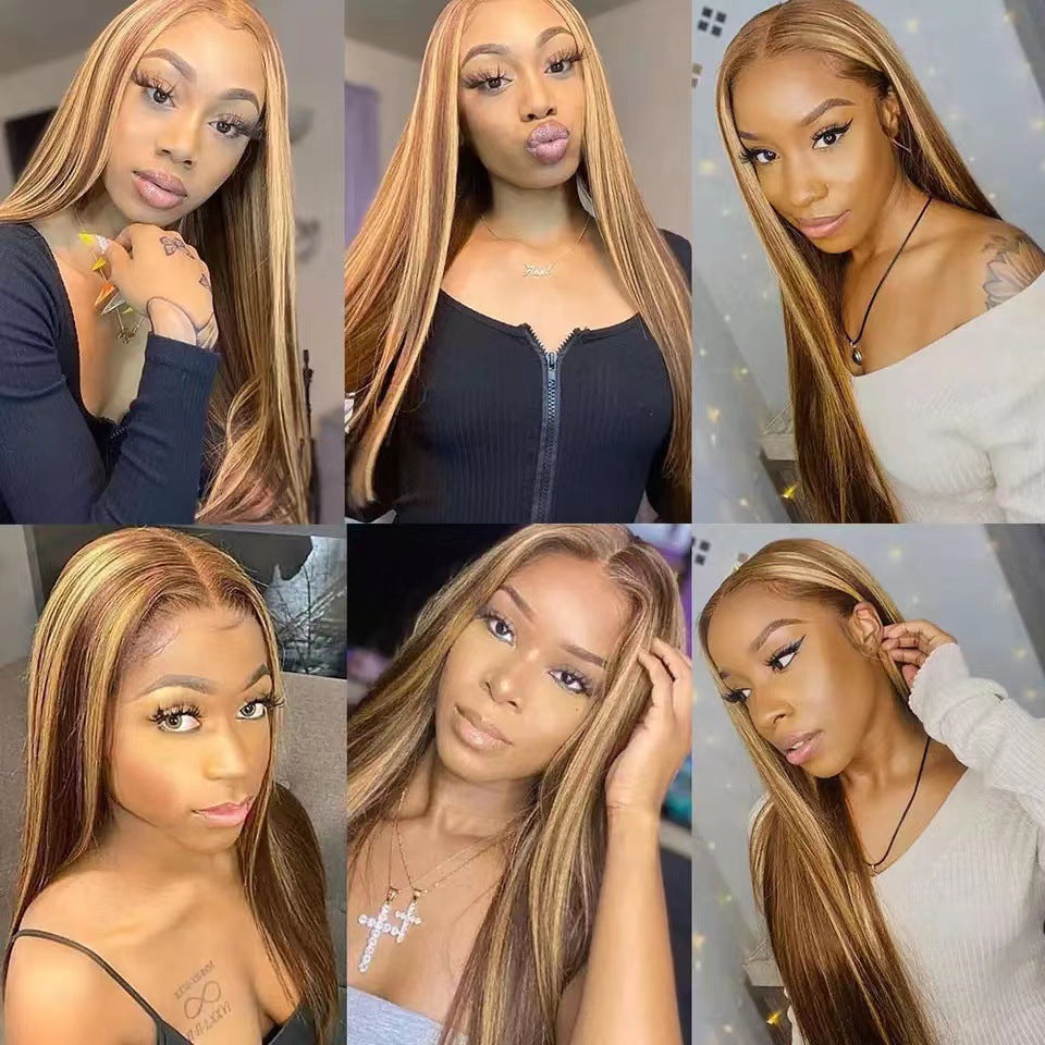 Unique Attractive Front Lace Brown Hair Long Straight Wig