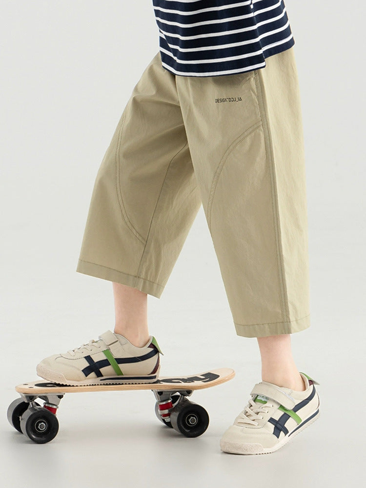 Children's Summer Straight Handsome Cropped Over The Knee Thin Children's Pants