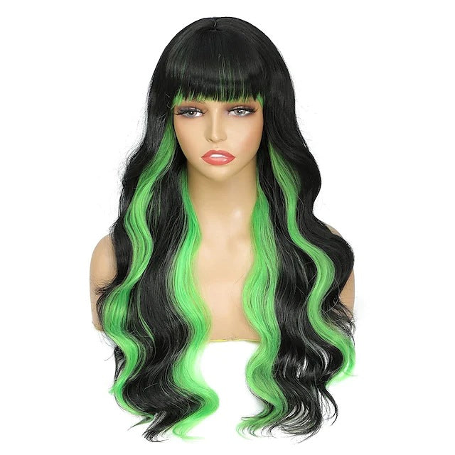 Women's Mixed Color Big Wave Roll Gradient Wig Long Curls