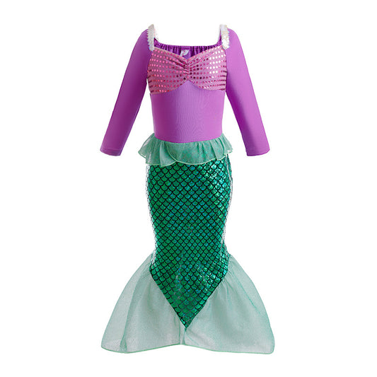 Children's Mermaid Princess Fish Tail Scale Ball Gown Children's Dress