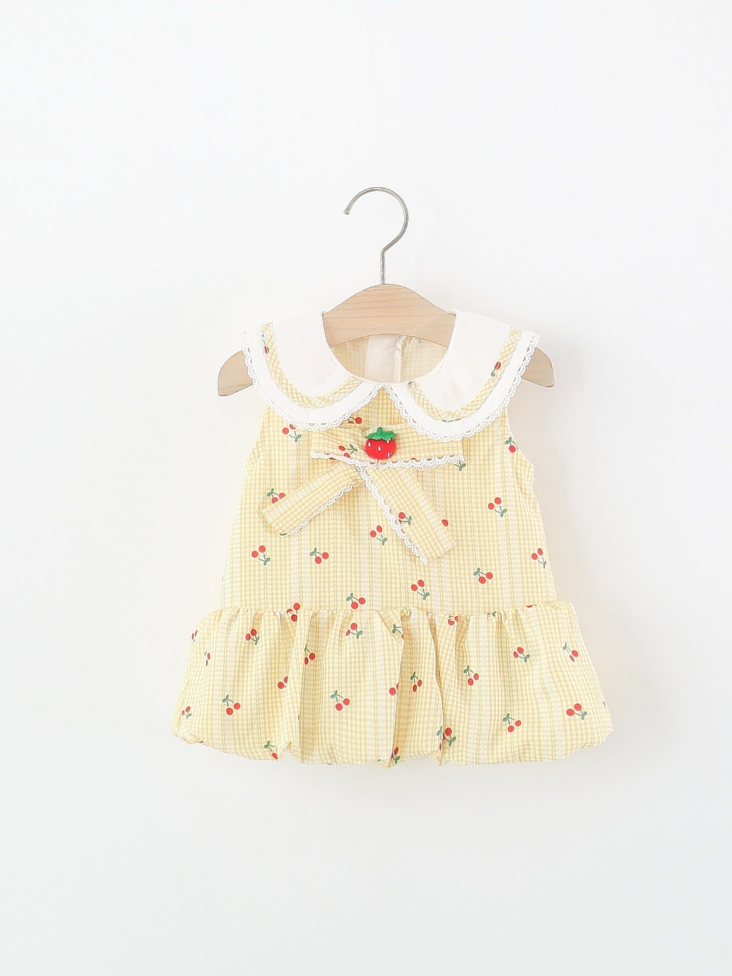 Children's Clothing Sleeveless One-piece Summer Infant Doll Collar Cherry Children's Dress