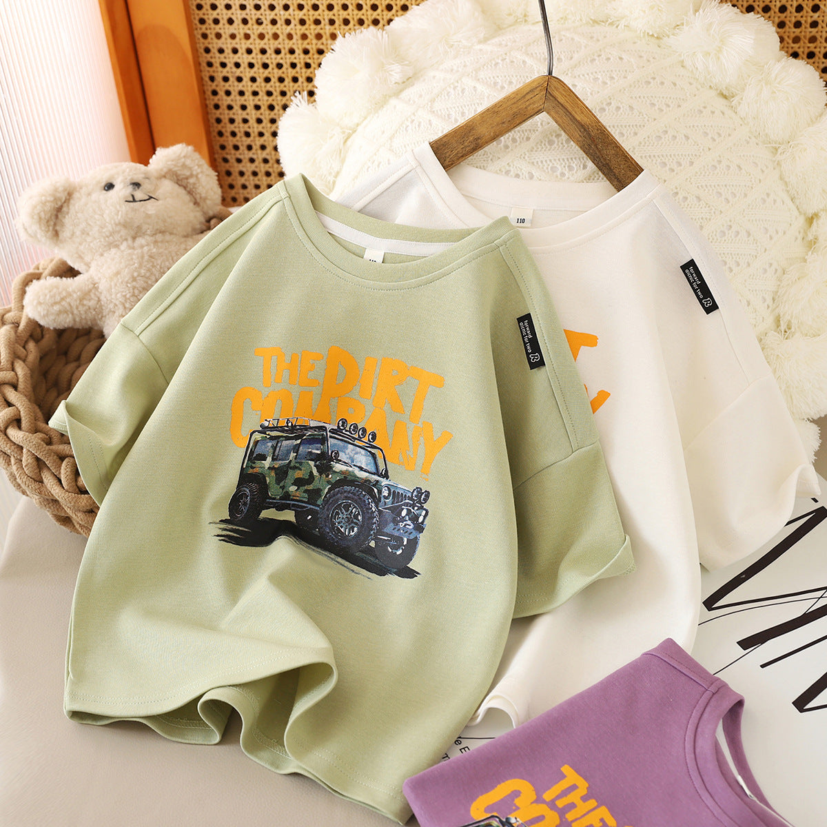 Children's Short-sleeved Medium Large Round Neck Top Cotton Clothes Children's T-shirt
