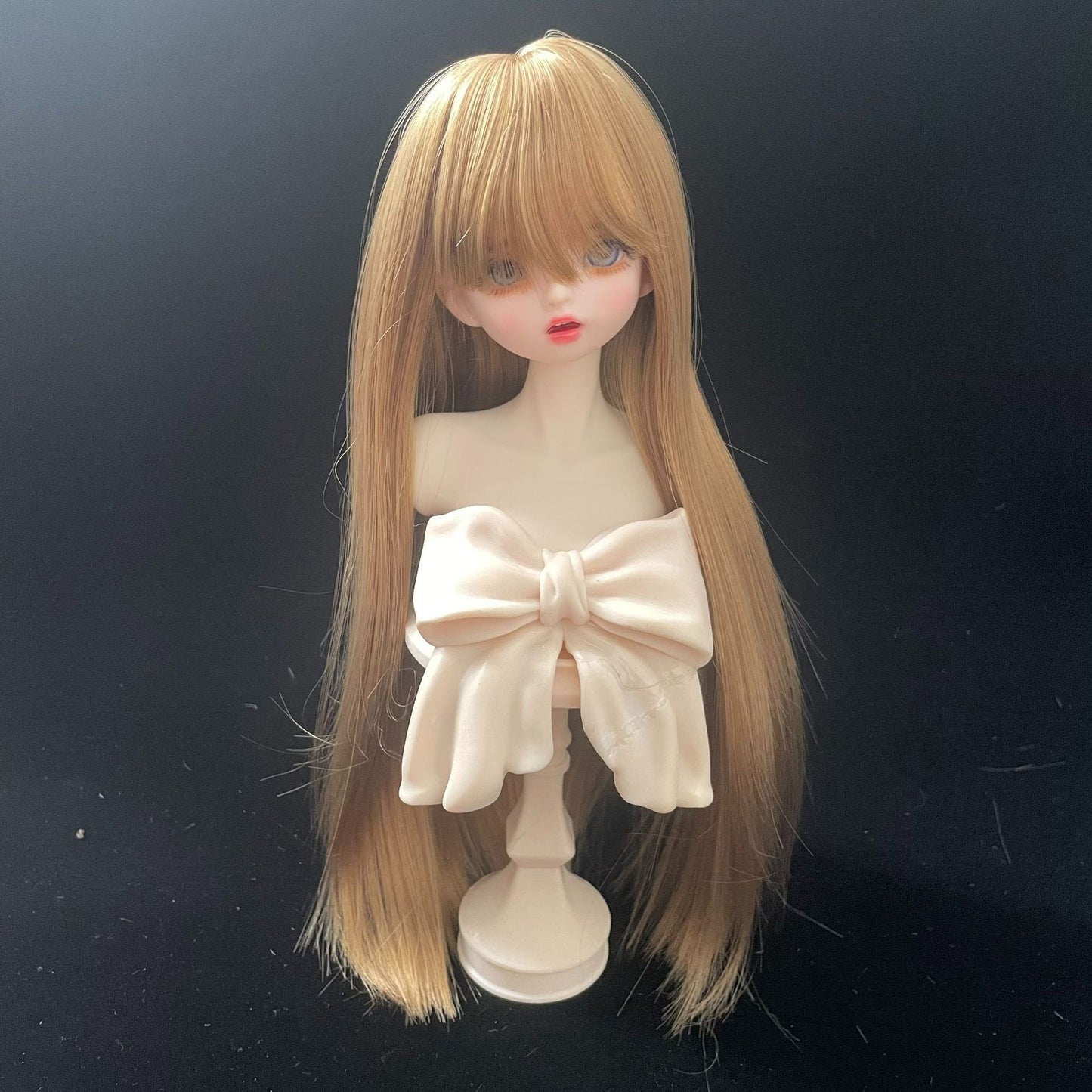 Soft Silk Optional Bangs Long Straight Hair Points Doll Head Cos Wig