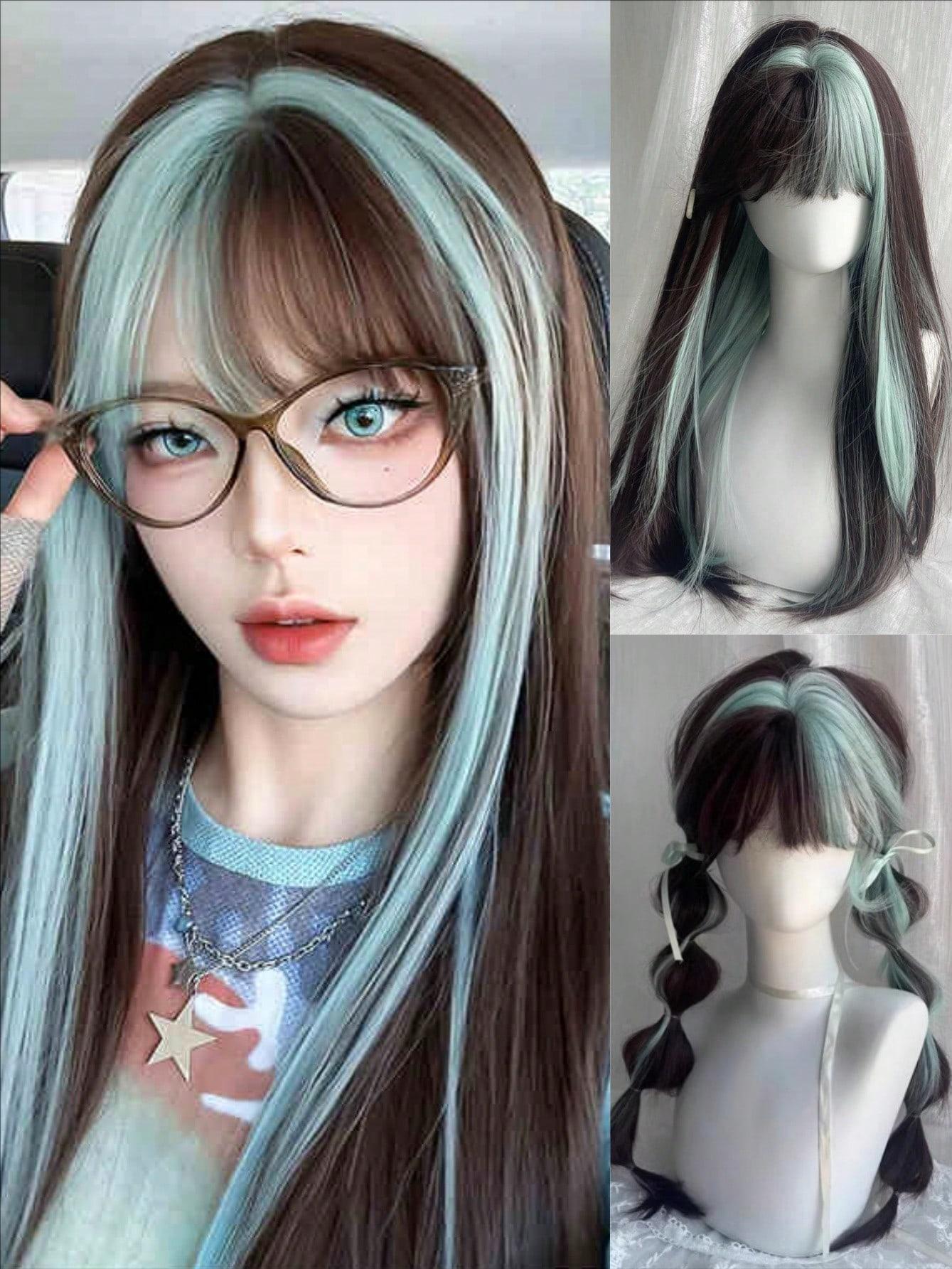 Wolf Tail Unisex White Gold Color Long Straight Wig