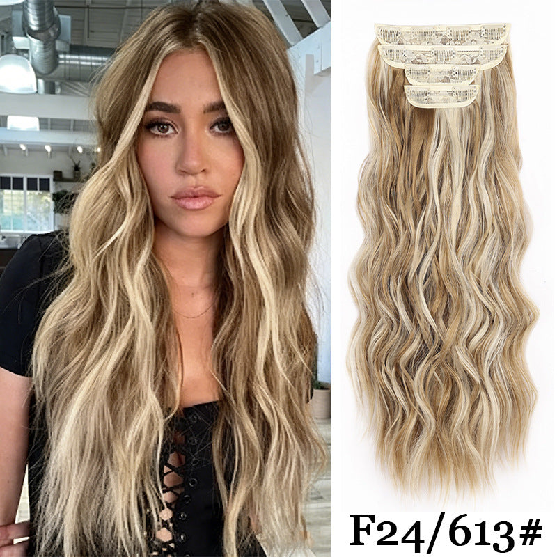 Hairpiece Clip Hair Extension Card Invisible Wig Long Curls
