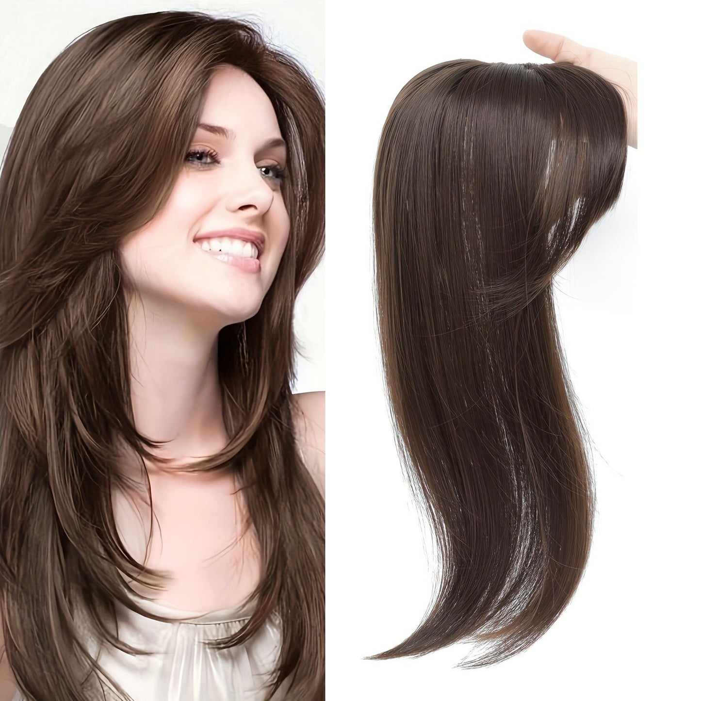 Women's Hairpiece Gradient Color Bangs Chemical Fiber Long Curly Hair Natural Wig