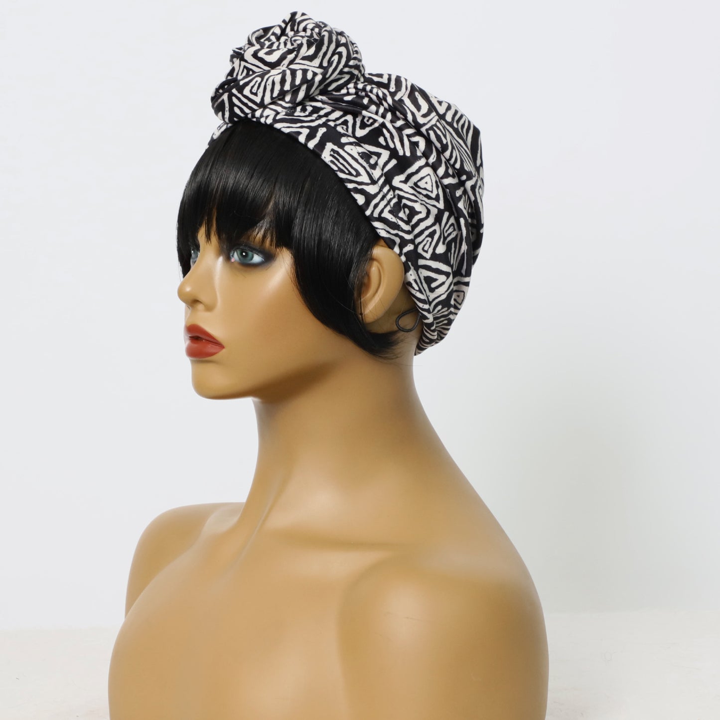 Headscarf Sideburns Bangs Integrated Hat Drawstring Wig Long Curls