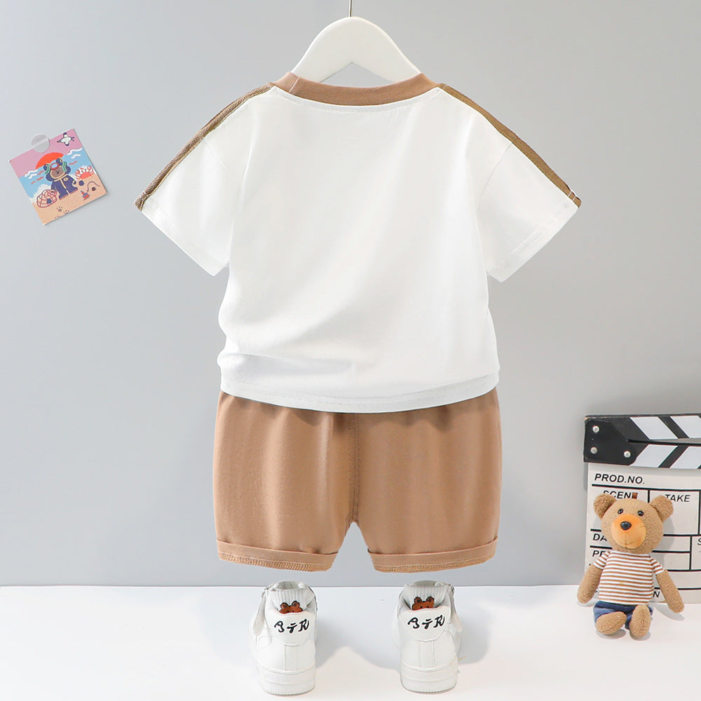 Children's Boys Summer Short-sleeved Cartoon Animal Two-piece Set Children's Suit