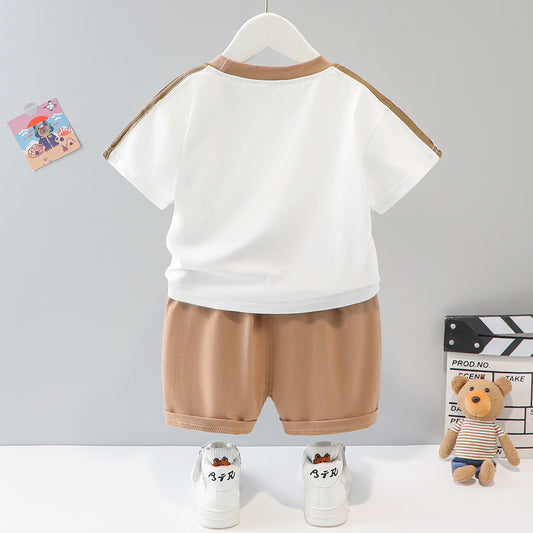 Children's Boys Summer Short-sleeved Cartoon Animal Two-piece Set Children's Suit
