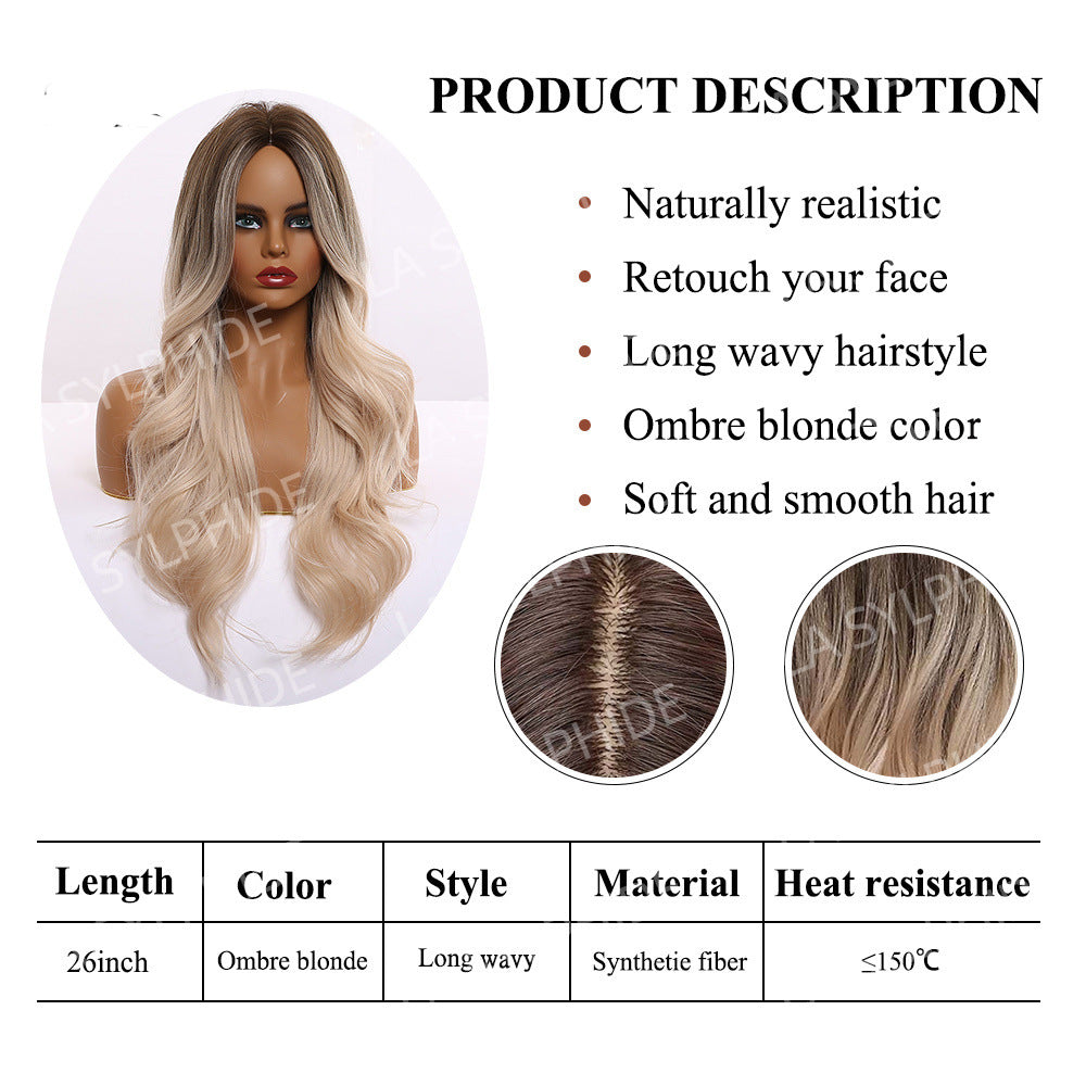 Women's Long Mid-length Big Wave Curly Without Bangs Temperament Face Real Hair Wig
