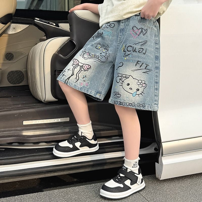 Children's Width Loose Summer Medium Big Fifth Children's Pants
