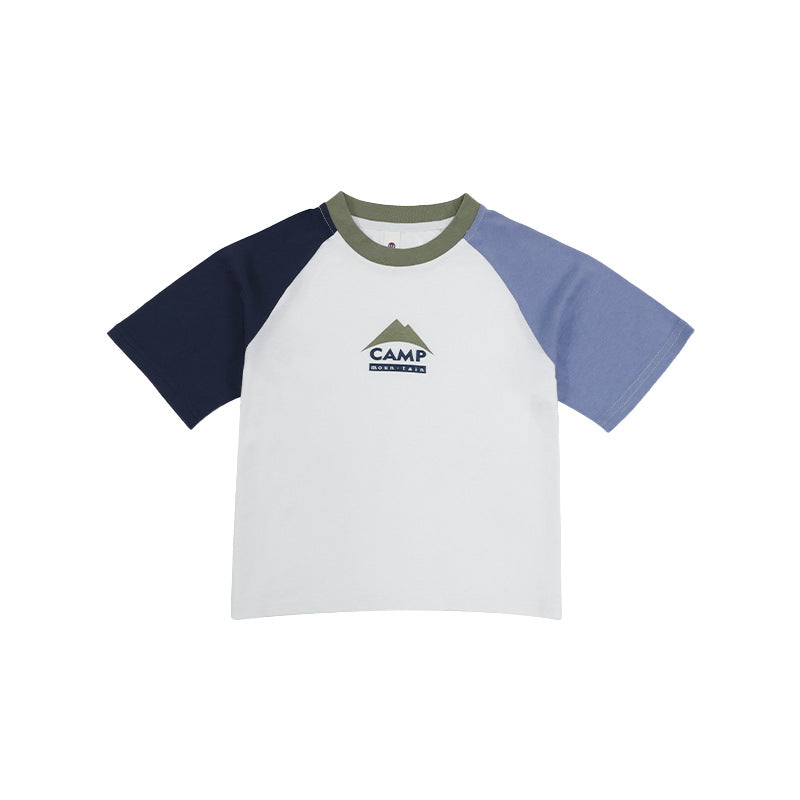 Children's Contrast Color Short-sleeved Summer Cotton Shirt Mountain Children's T-shirt