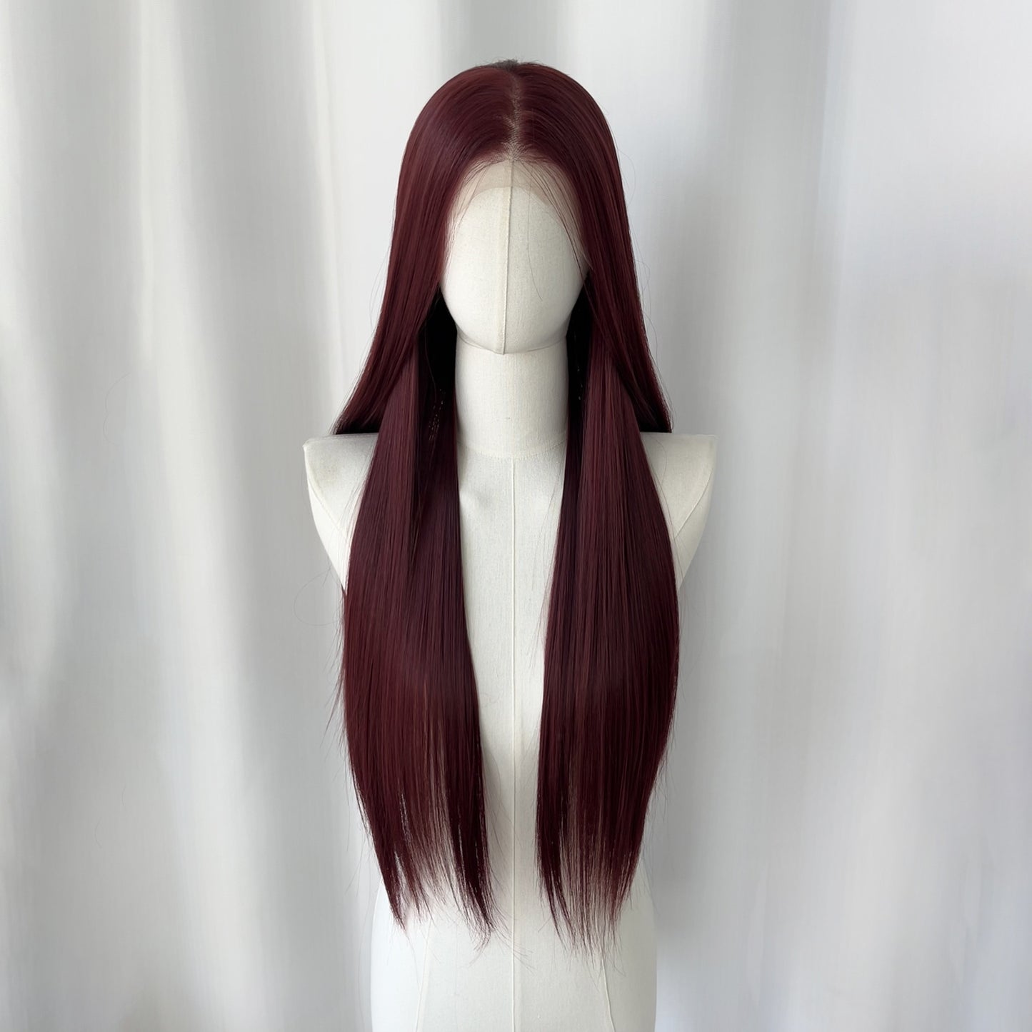 Red Universal Head Cover Hair Embryo Long Straight Wig