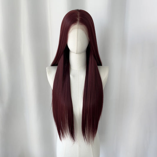 Red Universal Head Cover Hair Embryo Long Straight Wig