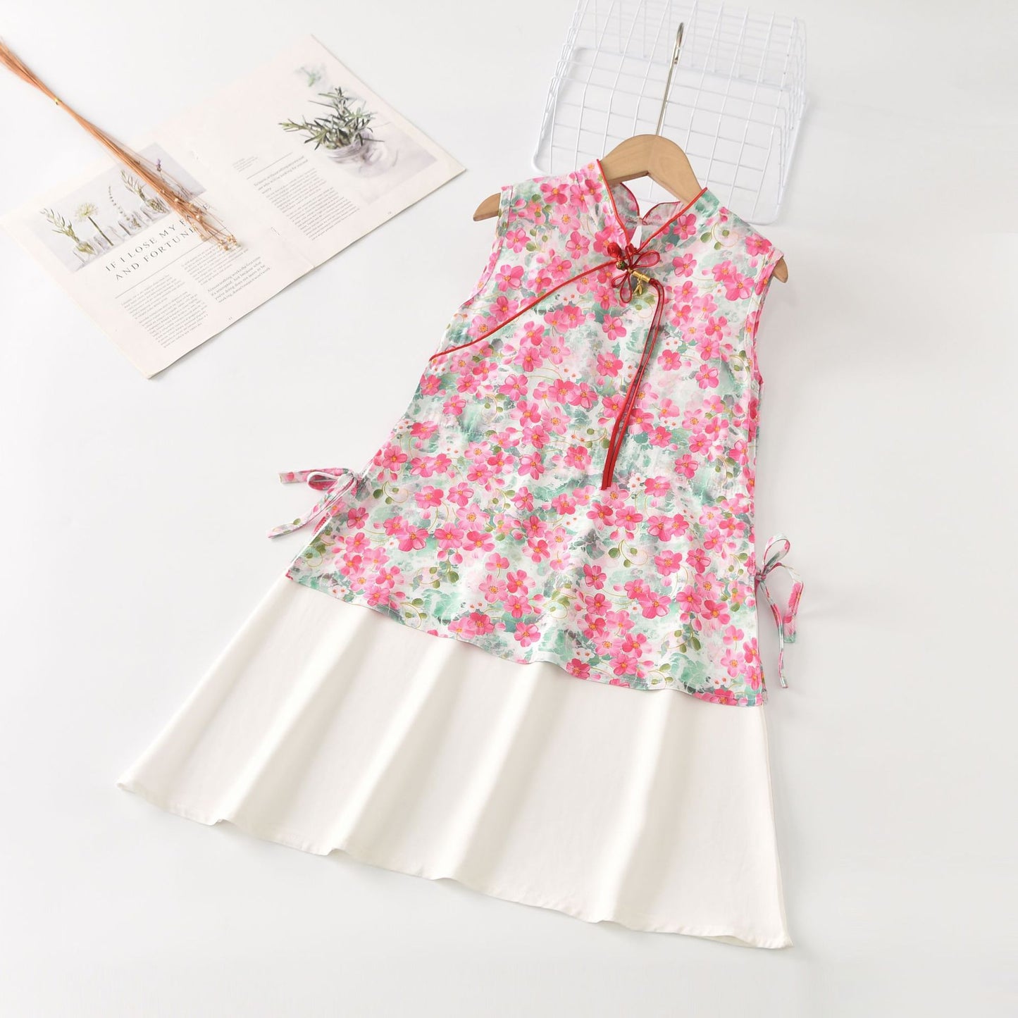 Children's Cotton Silk Short-sleeved Summer Thin Chinese Style Cheongsam Children's Dress