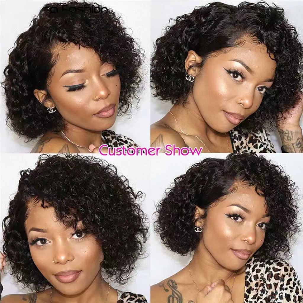 Women's Front Lace Wigs With Small African Wig Short Curly Hair