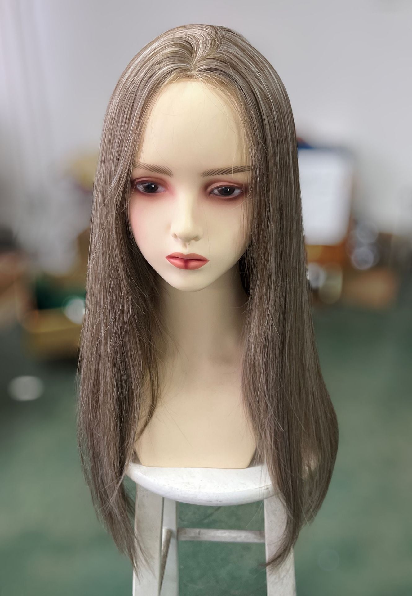 Front Lace Female Mid-length Fluffy Bangs Curly Wig Long Curls