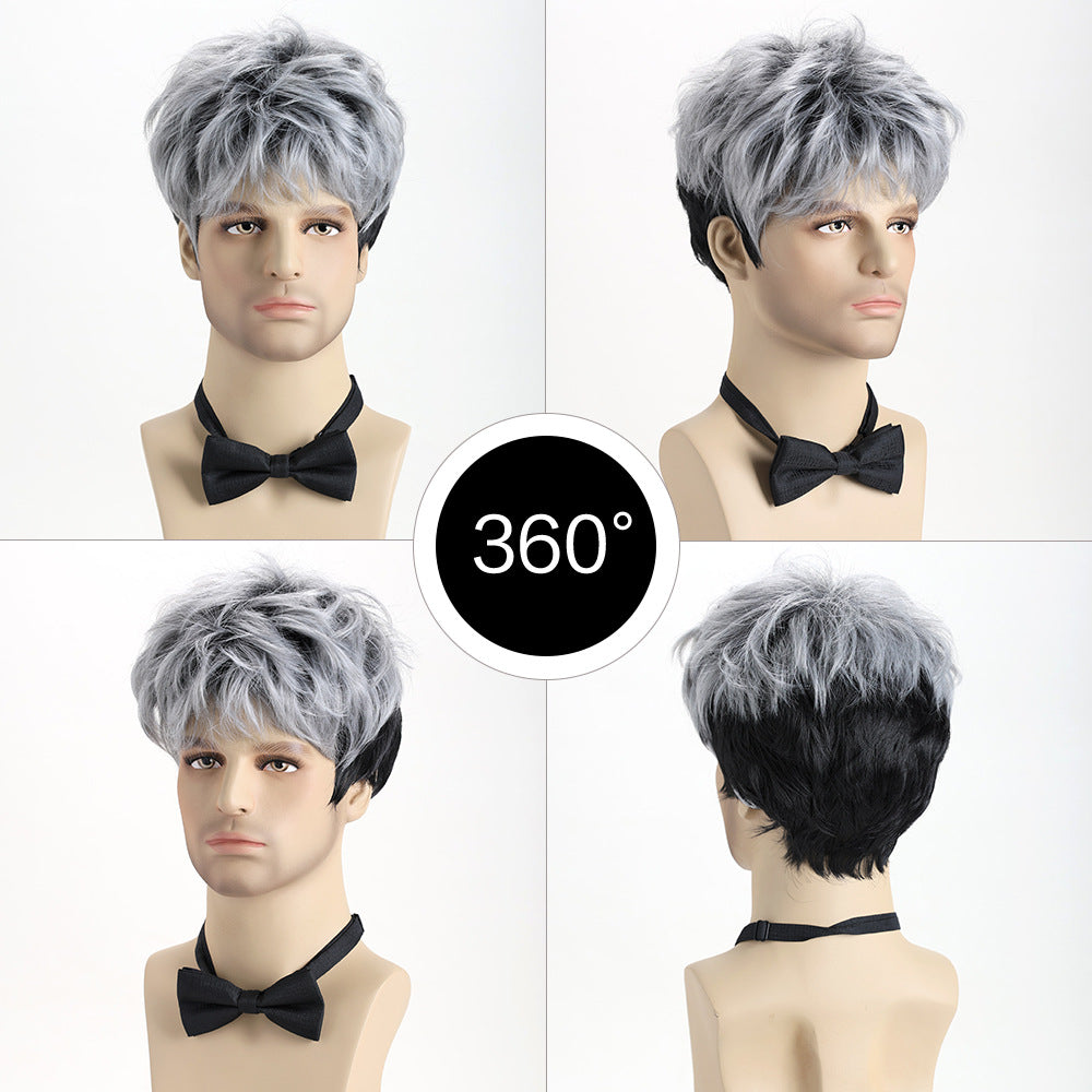 Men's Sheath Small Curly Short Hair Synthetic Men's Wig