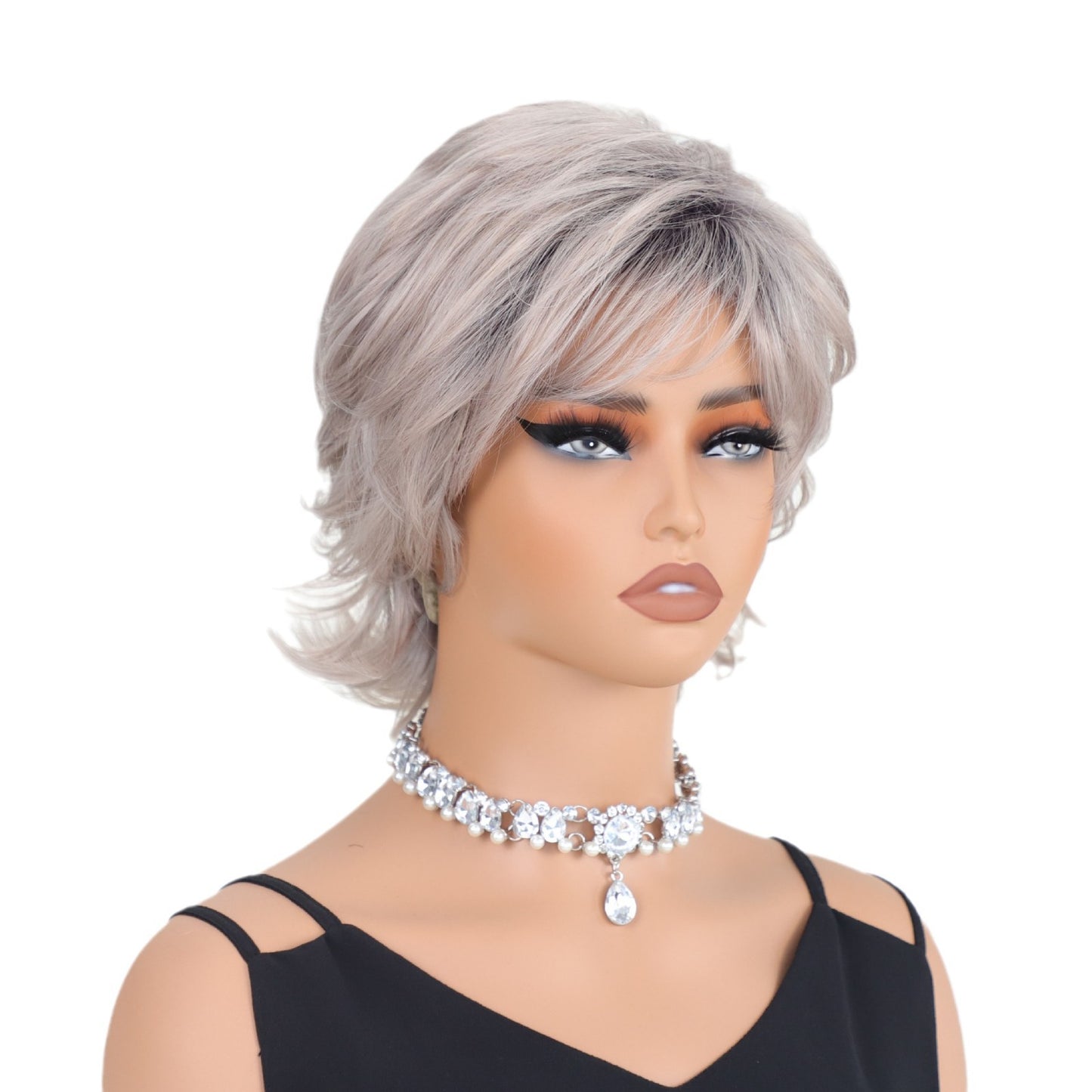 Fashion Granny Grey Gradient Synthetic Wigs Wig Short Curly Hair