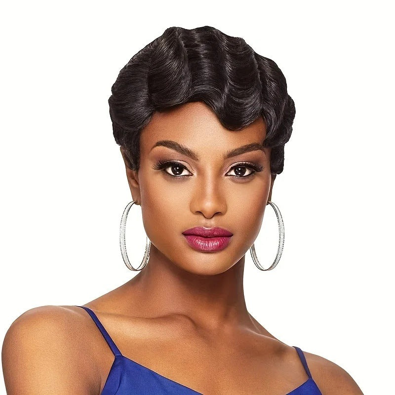 Pixie Cut Curly Bob Original Human Real Hair Wig