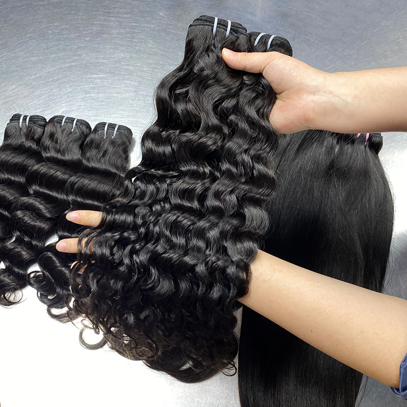 Pretty Human Bone Straight Braid Weft Real Hair Wig