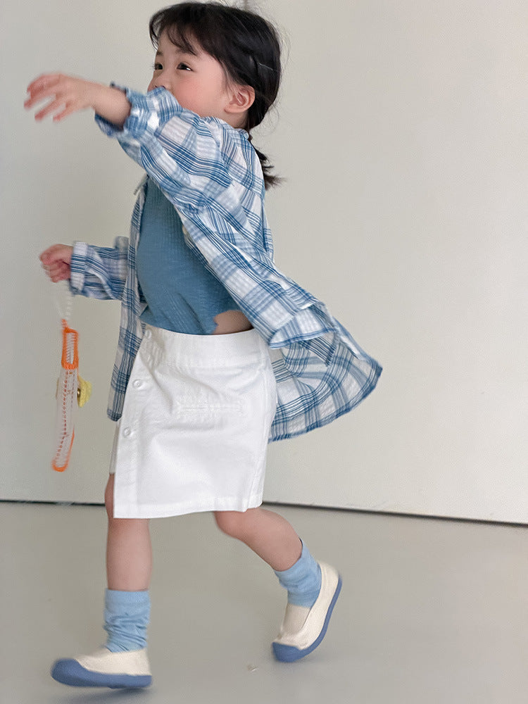 Children's Clothing Summer Korean Style Boys Thin Plaid Sun Protection Children's Shirt