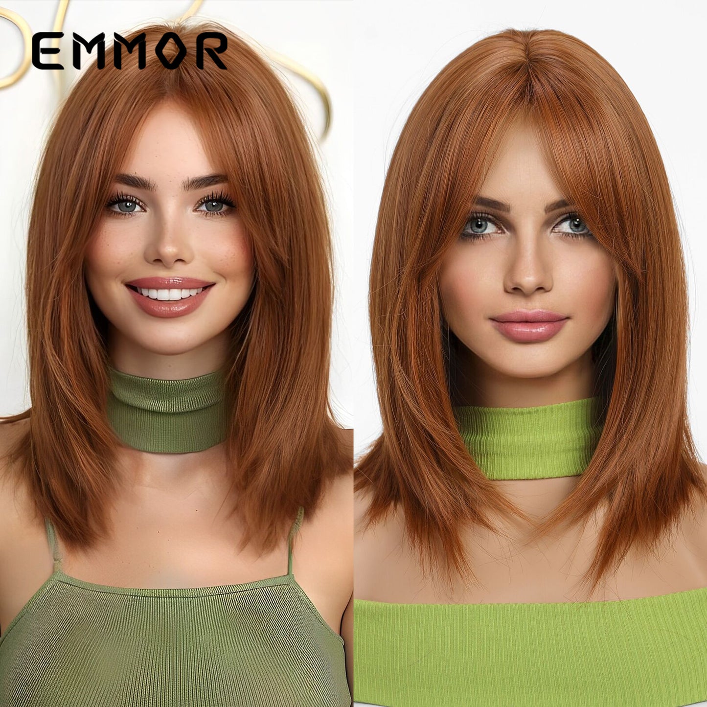 Women's Collarbone Bangs Shape Round Face Natural Wig Short Straight Hair