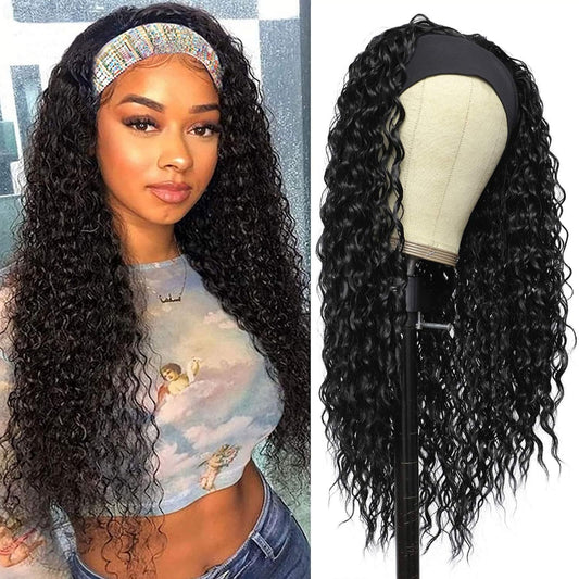 Women's Headscarf African Fashion Hand Wrapped Small Wig Long Curls