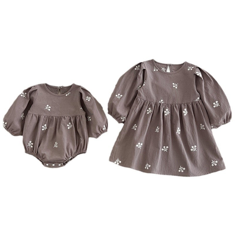 Long Sleeve Rompers Romper Sisters Outfit Children's Dress
